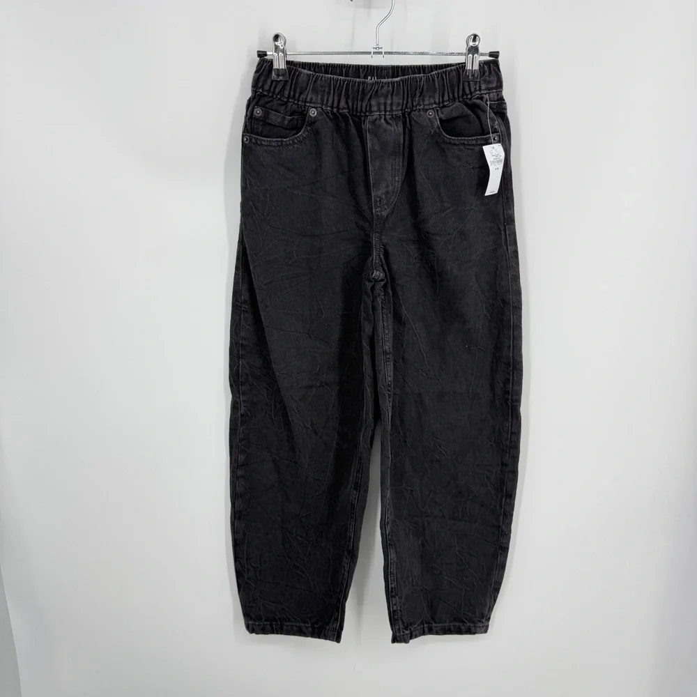 NWT Gap girls baggy barrel‎ jeans size sz M 8 black wash